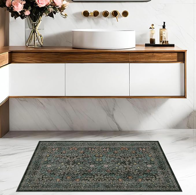 Dark Green Washable Entry Rug - Image 2