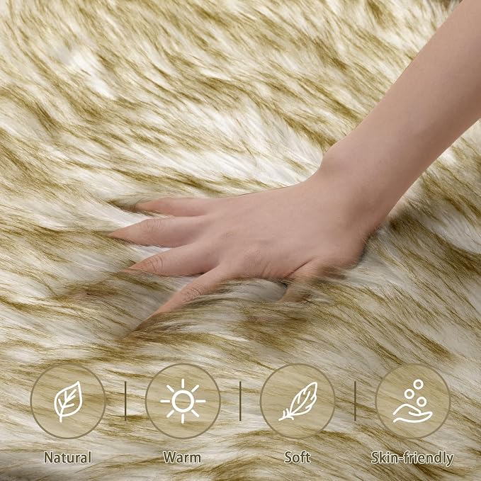 Ciicool Ultra Soft Faux Sheepskin Fur Rug Fluffy Rug - Image 4