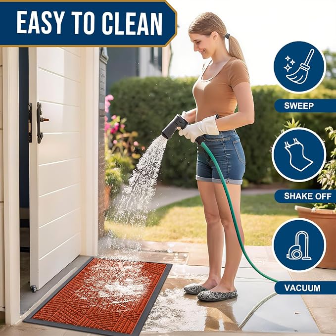 Smiry Front Door Mat Outside Entrance, Heavy Duty Sturdy Natural Rubber Doormat - Image 6