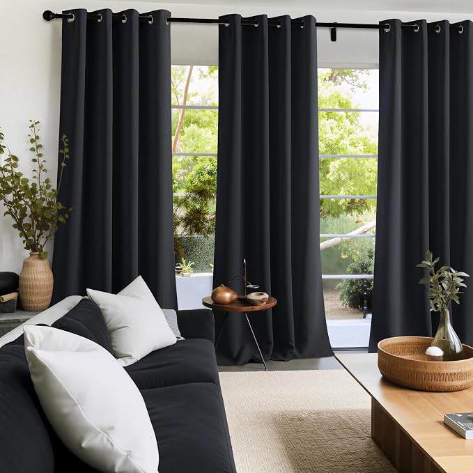 NICETOWN Blackout Curtains Grommet 2 Panels Black Drapes 95Inches Long - Image 8