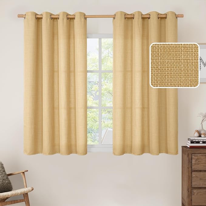 LAMIT Caramel Brown Linen Curtains 54 Inch by LAMIT