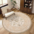 GarveeHome Pinkish Brown Botanical Grove 5ft Round Rug, Small Circle Vintage by GarveeHome