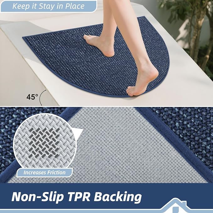 BEQHAUSE Dirt Trapper Door Mat 32" x 48" Half Circle Non Slip Rugs, Absorbent - Image 4