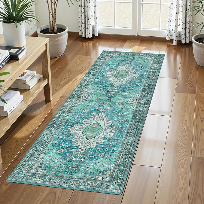 Washable Area Rug 2'6'' x 8' Vintage Traditional Persian Mat by Unknown
