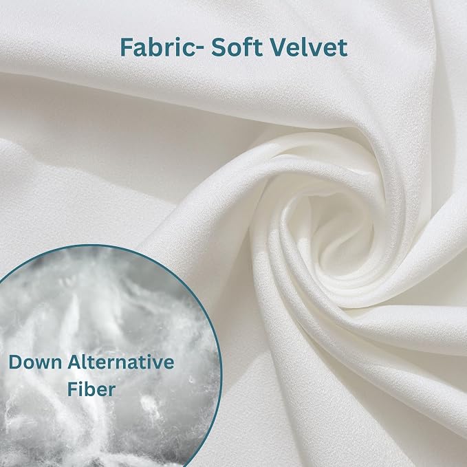 LANE LINEN Synthetic Down Filled Velvet Throw Pillow Inserts Pack of 2 White - Image 6