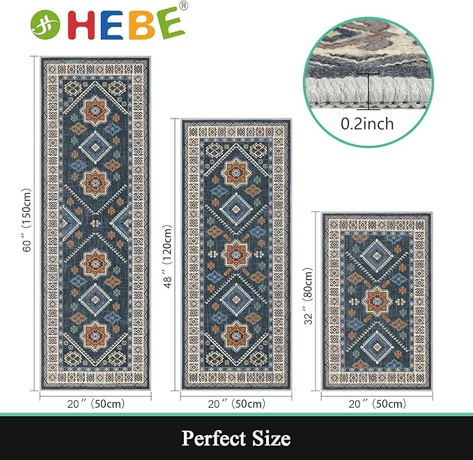 HEBE Boho Kitchen Rug Sets 3 Piece - Image 2