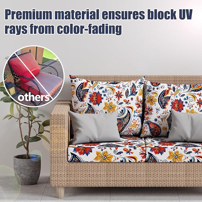 8Pcs Stretch Patio Cushion Covers, Outdoor Couch & Sofa Replacement Slipcovers - Image 3