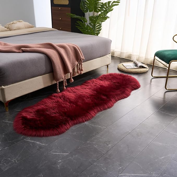 EasyJoy Ultra Soft Fluffy Shaggy Area Rug Faux Fur Rug Chair Cover Seat Pad - Image 2