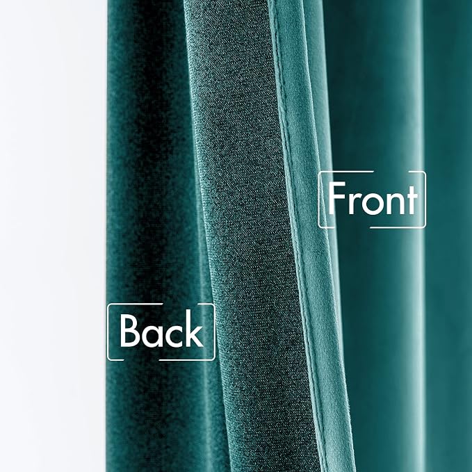 MIULEE Teal Velvet Curtains 90 inches 2 Panels - Image 6