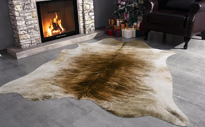AROGAN Western Decor Faux Fur Cowhide Rug, 6.2 x 5.2 Feet Premium Animal Skin - Image 5