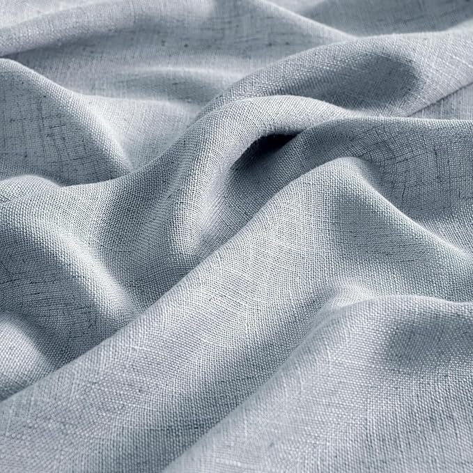 MIULEE Chambray Blue Linen Curtains 52x108 Inches Long 2 Panels - Image 4