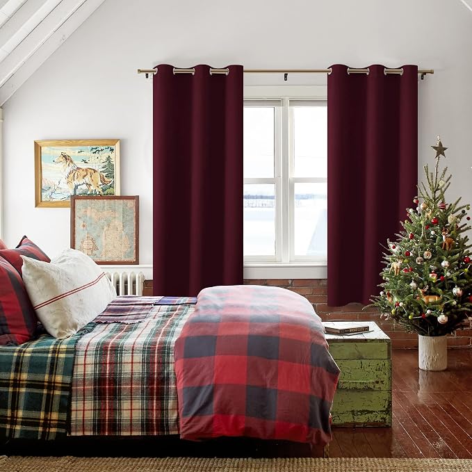 Blackout Curtains for Bedroom, 42 x 63 Inches Length, Burgundy | Thermal - Image 6