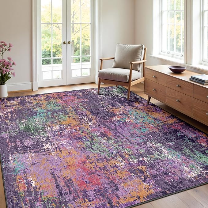 Washable Area Rugs 5'x8' Non-Slip Modern Abstract Soft - Image 9