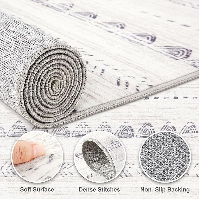 Nakagishi Round Rug Boho Area Rugs: 8x8 Washable Large Circle Neutral Soft - Image 3