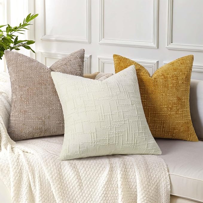 decorUhome Oatmeal Chenille Throw Pillow Covers 12x20 Set of 2 Textured Soft - Image 5