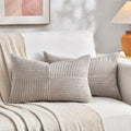 Fancy Homi 2 Packs Neutral Taupe Lumbar Decorative Throw Pillow Covers 16x26 by Fancy+Homi