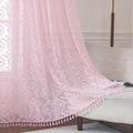 WAZZIO Boho Lace Curtains 63 Inch 2 Panels -Sheer Panel Drape Floral Pattern & by WAZZIO