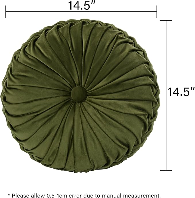 HIG Set of 2 Decorative Round Pleated Throw Pillows, Classy Accent Pumpkin - Image 4