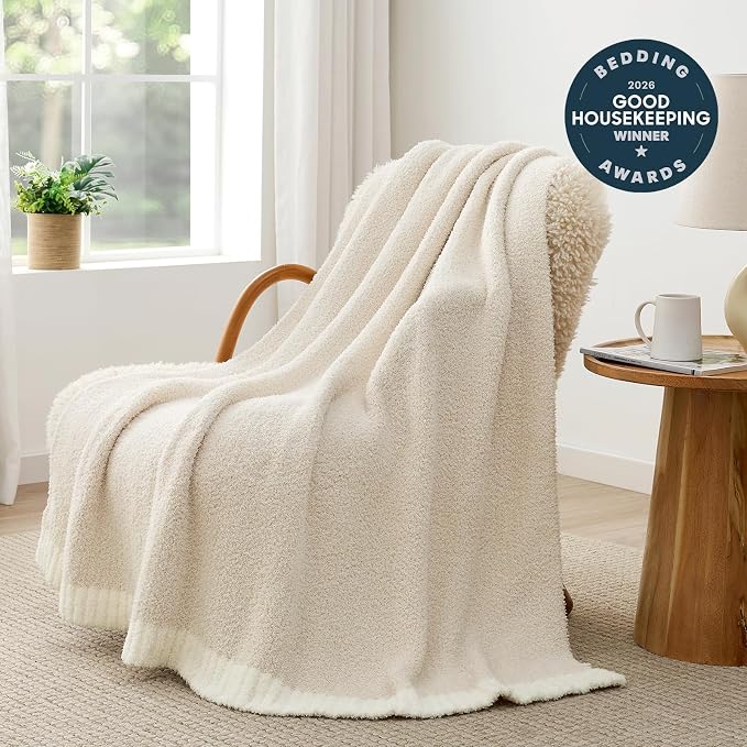 Snuggle Sac Buttery Ivory Bedding Blankets Twin Size 60x80, Super Soft Blankets - Image 3