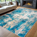 KOZYFLY Modern Abstract Area Rugs 8x10 Turquoise/Beige/Grey/Yellow Machine by KOZYFLY