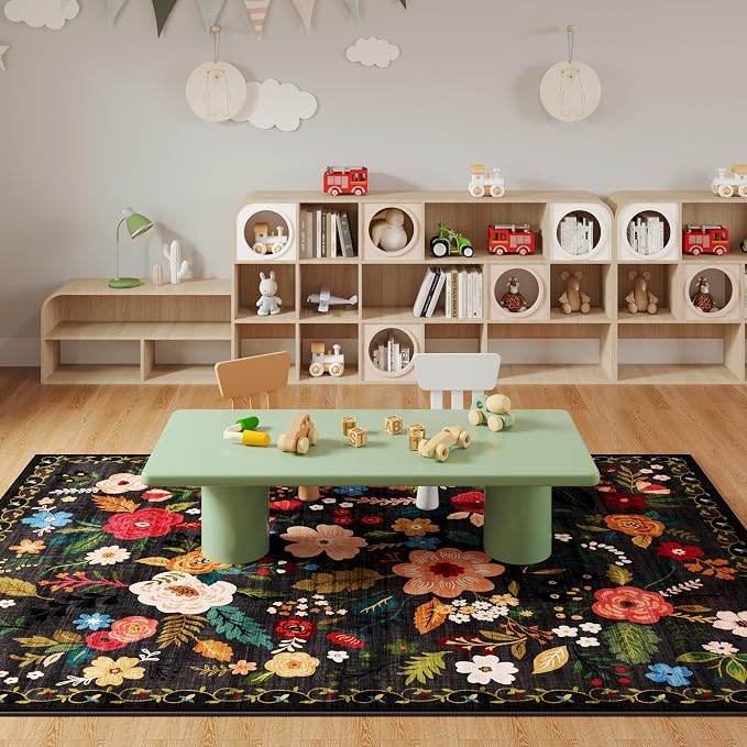 Rugcomf Living Room Rug 5x7 Rug Machine Washable Boho Area Rug Non Slip Floral - Image 8