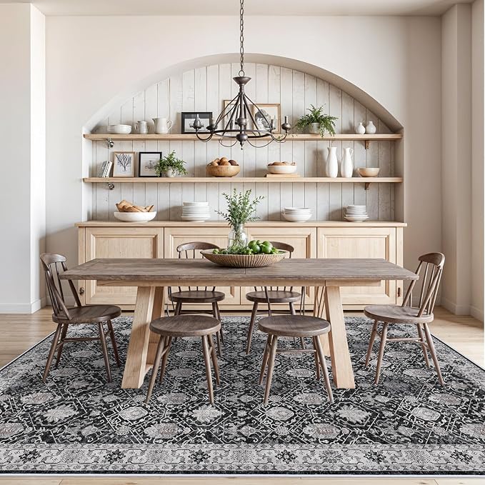 Washable Large 9x12 Area Rug: Indoor Oriental Living Room Carpet - Image 7