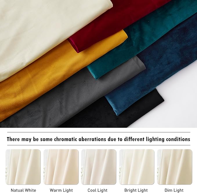 RYB HOME Ivory White Velvet Curtains 72 inches - Image 6