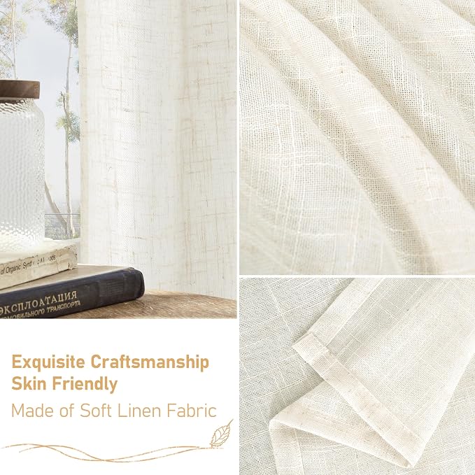 LAMIT Cream Linen Curtains 63 Inch - Image 6