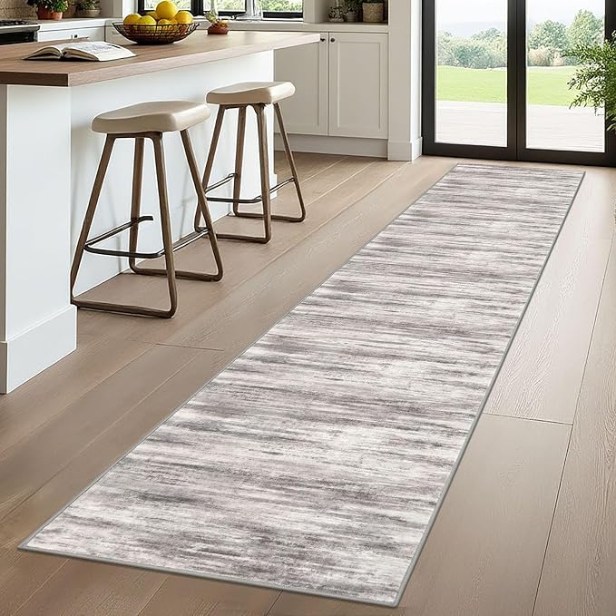 KOZYFLY Modern Abstract Hallway Runner, 2x10 Washable Rug Non-Slip Soft Striped - Image 7