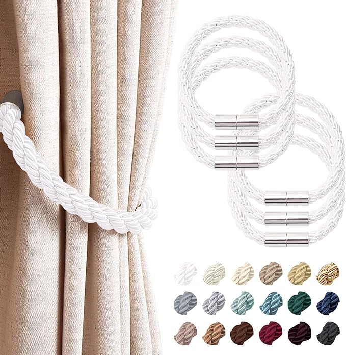 NICEEC 6 Pack Strong Magnetic Curtain Tiebacks Modern Simple Style Drape Tie by NICEEC