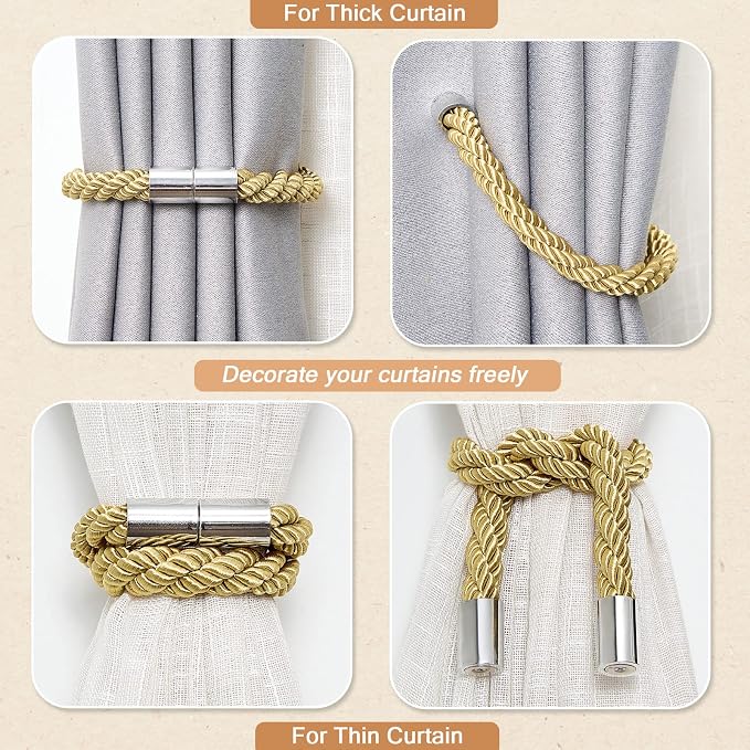 NICEEC 2 Pack Strong Magnetic Curtain Tiebacks Modern Simple Style Drape Tie - Image 6
