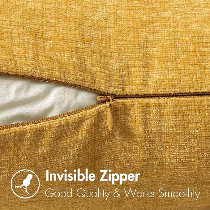 MIULEE Pack of 2 Mustard Yellow Throw Pillow Covers 18x18 Inch Soft Spring - Image 3