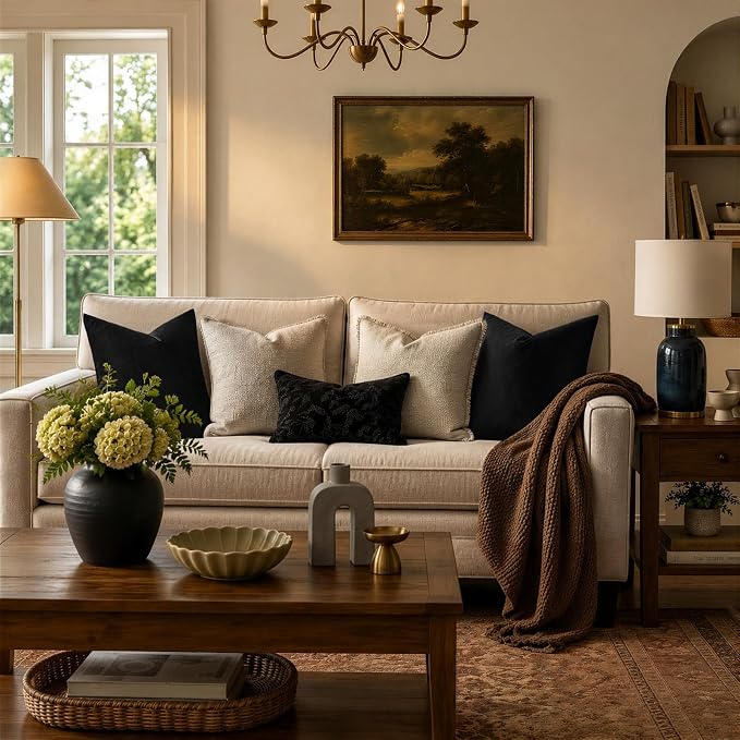 GIGIZAZA Black Velvet Pillow Covers 20x20 Decorative Pillows Pack of 2 | Throw - Image 2