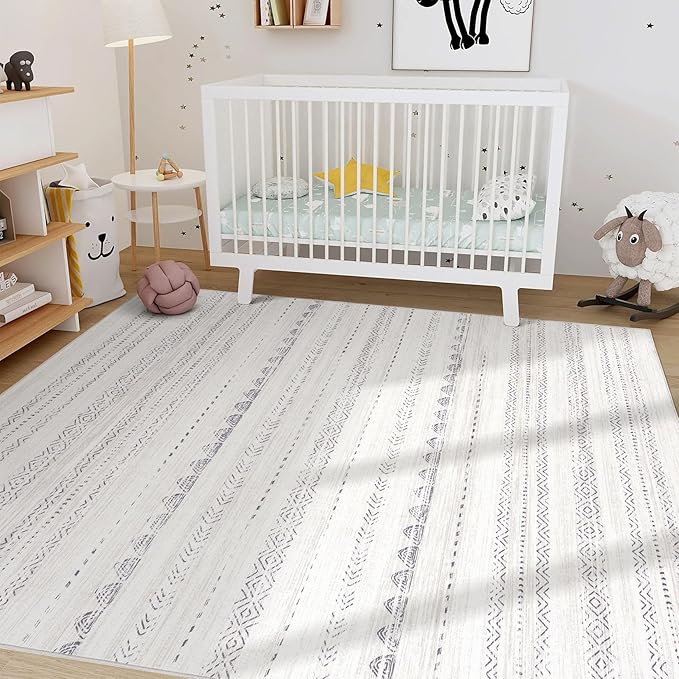 Nakagishi 8x10 Area Rugs Living Room: Washable Boho Large Neutral Soft - Image 8