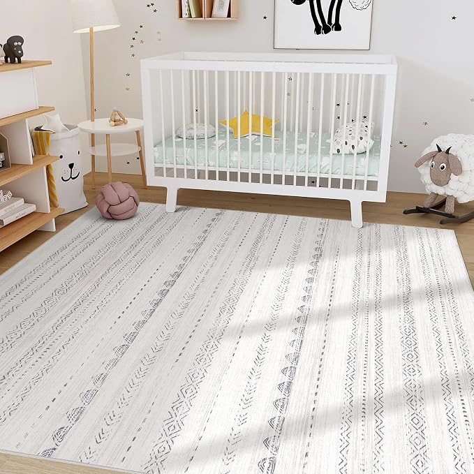 Nakagishi 7x9 Area Rug Living Room: Washable Boho Large Neutral Soft Farmhouse - Image 7