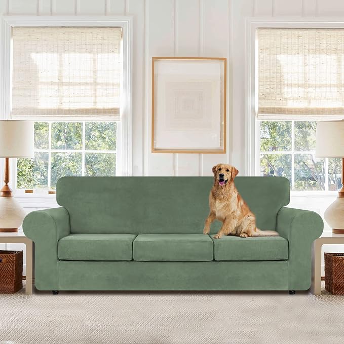 WEERRW 4 Pieces Velvet High Stretch Couch Covers - Image 2