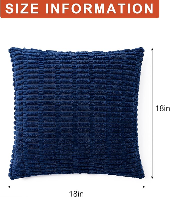 Pack of 2 Corduroy Decorative Throw Pillow Covers 18x18 InchSoft Boho Striped - Image 7