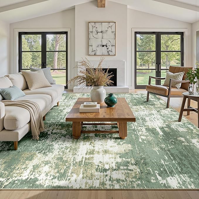 Washable Area Rugs 8'x10' Non-Slip Modern Abstract Soft by RELEANY