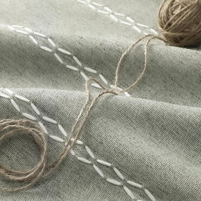 Boho Blackout Curtains 72 Inches Long Sage Green Linen Blend 2 Panels - Image 7