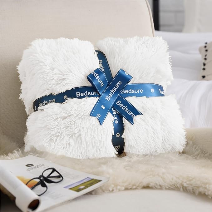 Bedsure GentleSoft Fluffy White King Size Blanket - Image 6