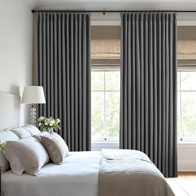 AUSSPVOCT Pinch Pleated 90 Inch Linen Curtains 100% Blackout - Image 8