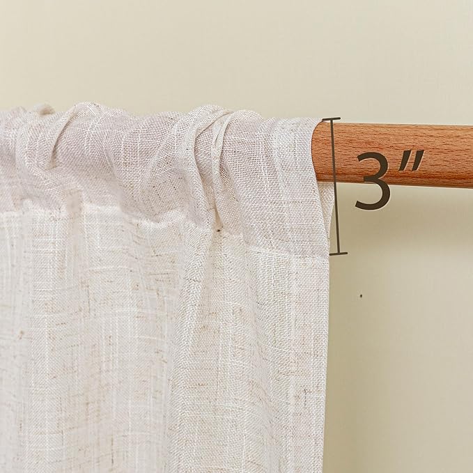 MYSKY HOME Natural Linen Curtains 30 Inches Long - Image 5
