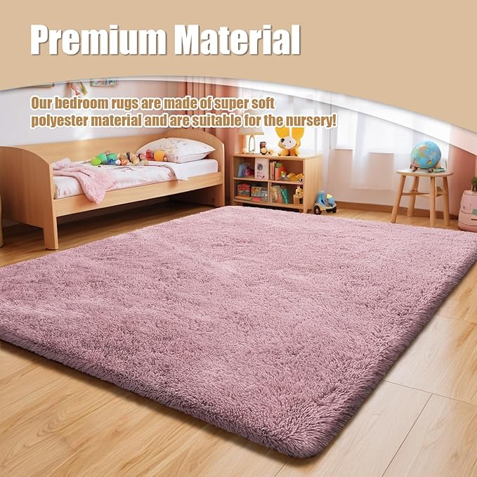Shag Area Rug for Bedroom 5x8, Blush Fluffy Area Rugs for Living Room, Soft - Image 8