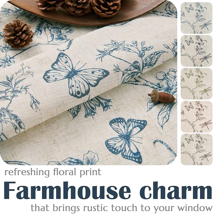 jinchan Floral Curtains Lined Linen Blend Curtain - Image 5