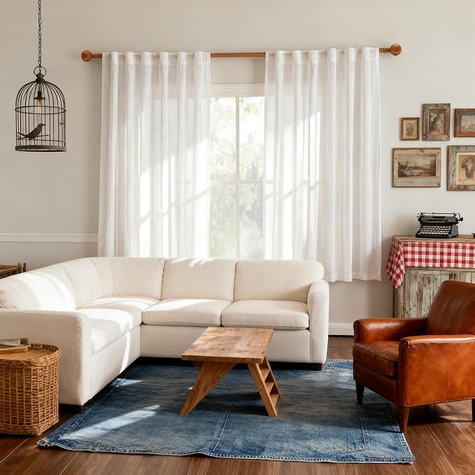 MYSKY HOME Short Curtains for Bedroom Small Windows, Light Filtering Sheer - Image 8