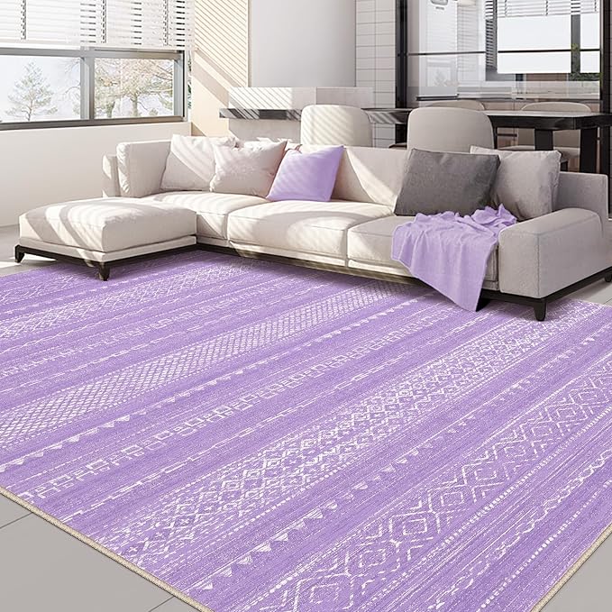 Nakagishi Purple Rug for Bedroom Girls: 5x7 Washable Boho Large Neutral Area by NakagishiAreaRug