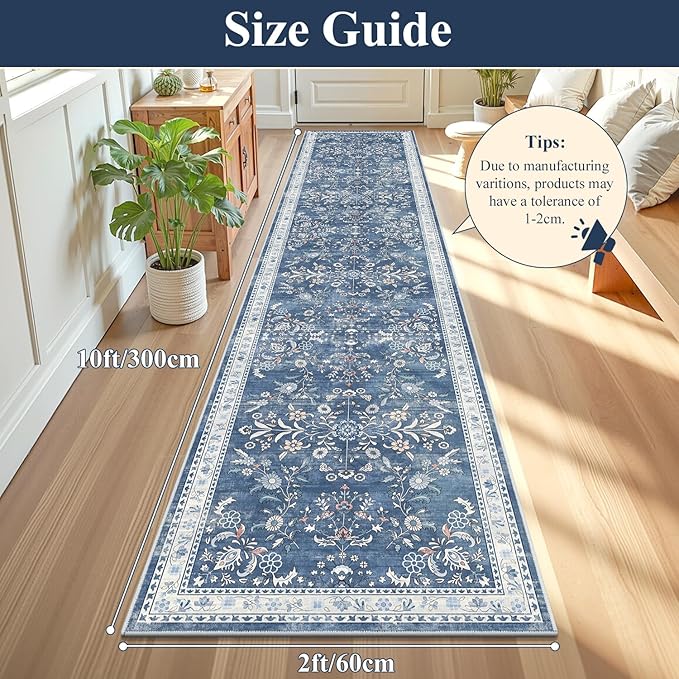 Yamaziot Washable Runner Rug 2x10 – Floral Non Slip Boho Hallway Runner Rug - Image 2
