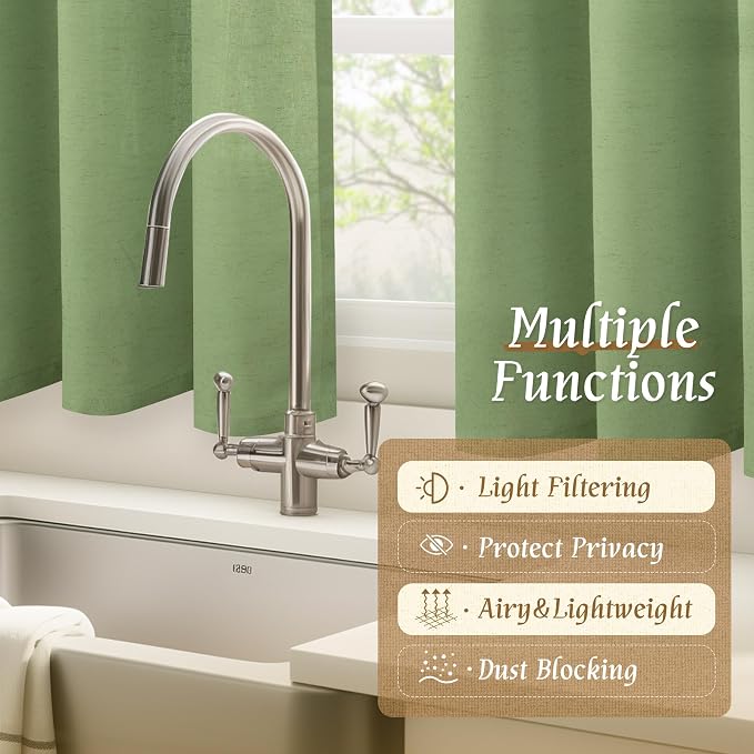 LAMIT 54 Inch Linen Curtains 2 Panels, Soft Faux Linen Light Filtering Panels - Image 9