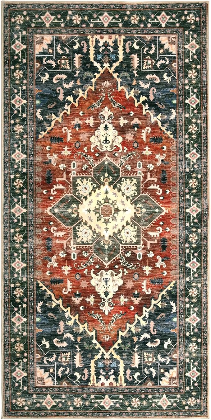 Yamaziot Washable Runner Rug, 3x6 Non-Slip Boho Vintage Hallway Rug - Image 2