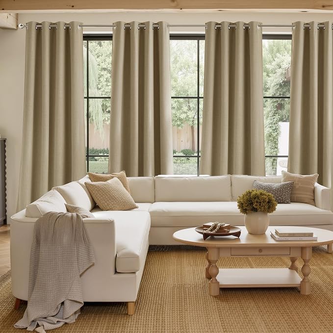NICETOWN Faux Linen Oatmeal Blackout Curtains 84 inches Long - Image 4